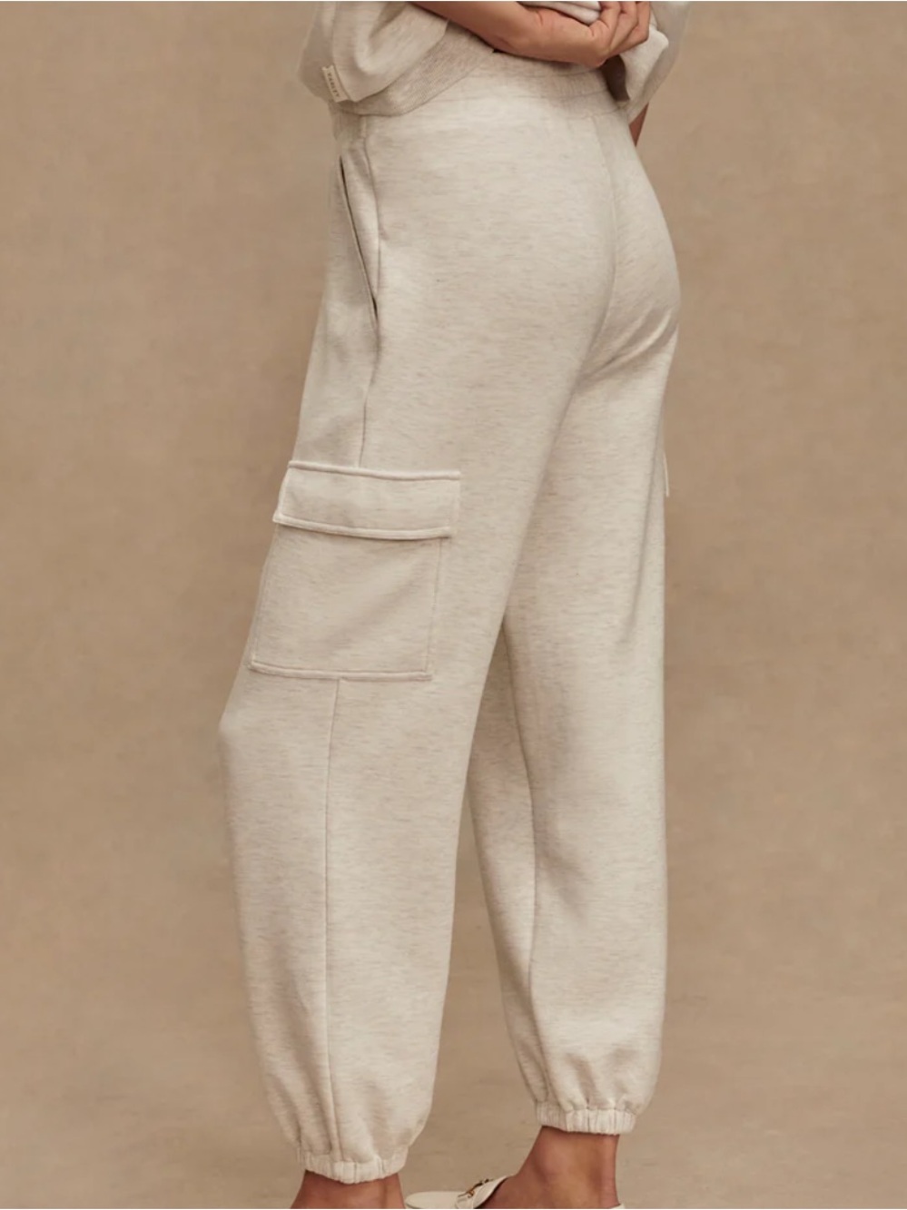 Varley The Cargo Pant 25” XS Ivory Marl DoubleSoft Cargo Jogger Sweatpants